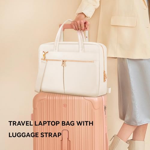Ferkurn Laptop Bag Case Women Men Computer Bag Compatible with MacBook/HP/LG/Dell, Shoulder Strap Slim Carrying Messenger Briefcase, Beige, 14 Inch - color: Beige, size: 14 inch