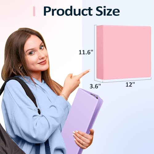 Sooez BinderX Extra Durable 3 Inch 3 Ring Binder, D-Ring Large Binder, Holds 670 Sheets of 8.5x11 Paper, Customizable View Cover with Inside Pocket, Heavy Duty 3 Ring Binder for School, Pink - color: Pink, size: 3 inch