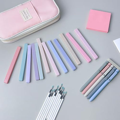 ITAWIXS 37pcs Aesthetic School Supplies Set with Cute Pen Case, 6 Mechanical Pencils Set, 5 Quick-Dry Gel Pens, 12 Pastel Highlighters for Students Stationary College Essentials