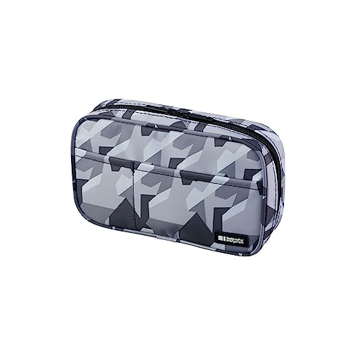 LIHIT LAB Large Capacity Zipper Pencil Case For School Office College, Big Capacity 4 Compartments Pencil Bag Holder Adults Teen Boys Girls, Travel Cosmetics Storage, Ice Gray Camo (A7551-135) - color: Gray Camo, size: 1 Count (Pack of 1), style: Standard