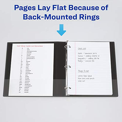 Avery Durable View 3 Ring Binder, 1/2 Inch Slant Rings, 1 Black Binder (17001) - size: 0.5"