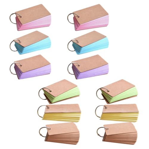 12pcs Colored Index Cards with Metal Binder Rings, Lightweight Vocabulary Flash Cards for Classroom and Study Sessions, Visually Engaging Portable Notepad for Educators