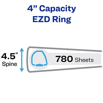 Avery Durable View 3 Ring Binder, 4 Inch EZD Rings, 1 White Binder (09801) - size: 4", style: 1 Pack