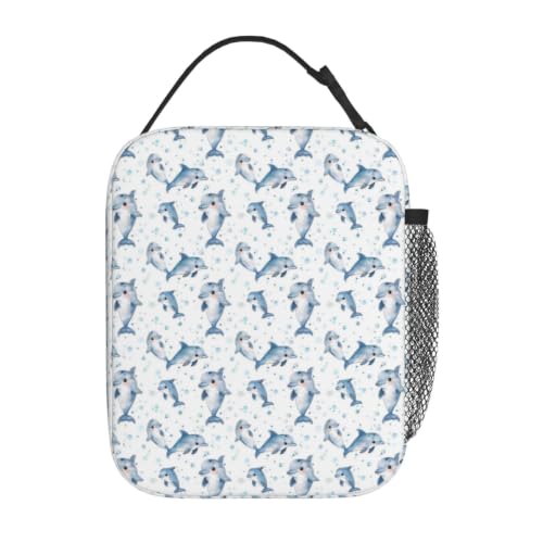 Cute Dolphin Lunch Bag 10In | Insulated Lunch Box Reusable Tote Bag For Picnic Office For Women Men - color: Style 2