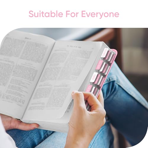 EssexWares - Pink and White Checkerboard Bible Tabs for Old and New Testament, 80 Large Print Tabs for Bible Study, Water-Resistant and Durable Index Tabs for Women and Men - 1.7" Wide - color: Pink and White Checkerboard
