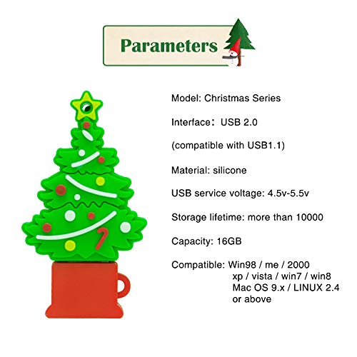 Christmas Tree Flash Drive 16GB, Gift USB Stick with Chain for Family,Kids,Friends,Students,Teacher Merry Christmas - color: Tree, size: 16GB