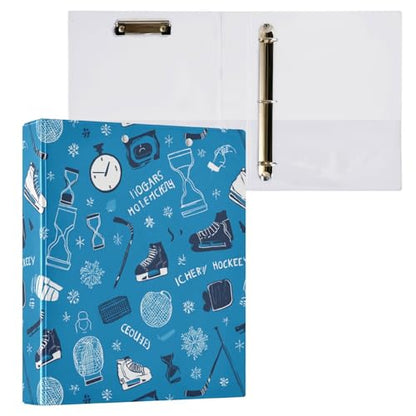 Ice Hockey Round Ring Binders 1.5 Inch 3 Ring Binder with Clipboard Holds 200 Sheets Office Home School - color: Multicolored 9