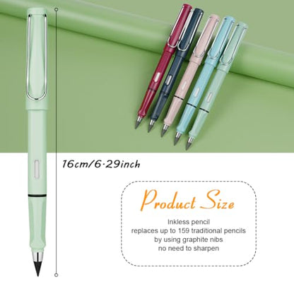 Ainiv Inkless Reusable Pencil with Eraser & 5 Replaceable Nibs - Endless Writing for Home, Office & School - color: 5 Pack Retro Color
