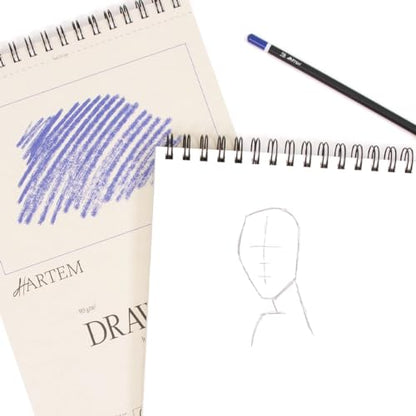 Hartem - A4 Sketch Book, Top Spiral Bound Sketch Pad, 100 Sheets, 60lb/90gsm Acid-Free Drawing Paper, Art Suppiles for Adults, Beginners & Professional Artists - size: A4 (8.3 × 11.7 in)