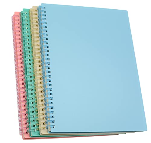 Yansanido Spiral Notebook, 4 Pcs 10.5 Inch x 7.45 Inch B5 Thick Plastic Hardcover 7mm College Ruled 4 Color 80 Sheets -160 Pages Journals for Study, Work, Travel and Notes (B5, 4 Pcs Light Color) - color: 4 Pcs Light Color, size: B5
