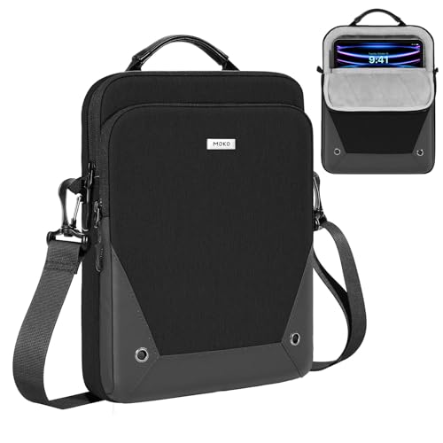MoKo 9-11 Inch Tablet Sleeve Bag 360° Protetive Carrying Case Compatible with iPad 10th 10.9, iPad Air 5/4th 10.9, iPad 9/8th 10.2, iPad Pro 11, Tab S8/S9 11, with Handle and Shoulder Strap, Black - color: Black & Gray