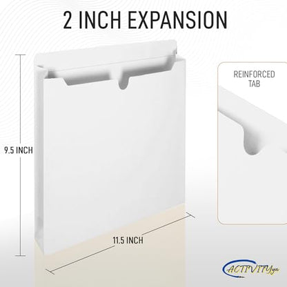 White File Jackets, 2 Inch Expansion, Letter Size, Reinforced Straight-Cut Tab, 6 Pack - color: White, style: 2 Inch Expansion