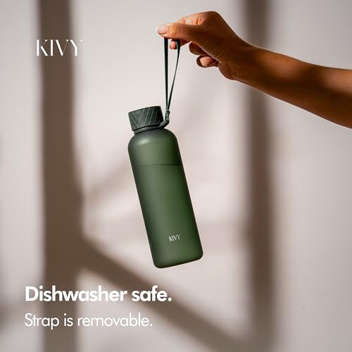 KIVY Slim Water Bottle 22oz Lightweight & Shatterproof - Reusable Tritan Water Bottle - Leak Proof Bottle for Women & Men - Water Bottle No Straw - Dishwasher Safe - BPA Free - color: 01 Dark Green, size: 22oz