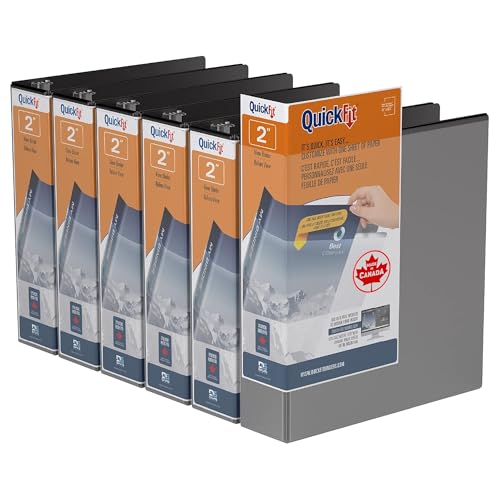 QuickFit View Binder, 3-Ring Binder for School or Office, D Ring, Black, 6 Pack, 2 Inch - color: Black, size: 2 Inch, style: 6 Pack