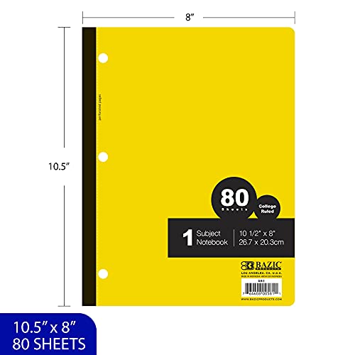 BAZIC PRODUCTS 1-Subject Wireless Notebook, College-Ruled, 80 Ct, 24-Case | 80 college-ruled sheets, flat glue-bound spine, 10.5 x 8 in, No wire to snag - size: 24-Pack