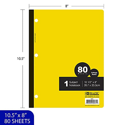 BAZIC PRODUCTS 1-Subject Wireless Notebook, College-Ruled, 80 Ct, 24-Case | 80 college-ruled sheets, flat glue-bound spine, 10.5 x 8 in, No wire to snag - size: 24-Pack