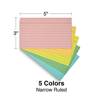 Staples Ruled 3 X 5 Index Cards, Assorted Pastel, 300/Pack