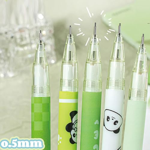 MOZXIRZ 4 Pcs Cute Mechanical Pencils with Eraser 0.5mm Cartoon Panda Mechanical Pencil School Pencil for Women (6pcs Panda) - color: 6pcs Panda