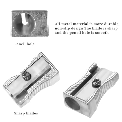 24 Pcs Pencil Sharpener Handheld Metal Mini Pencil Sharpeners Single Hole Rectangular Small Sharpeners Pencil Sharpening Bulk Manual Pencil Sharpener for Graphite Colored Pencils Wood-cased Pencils