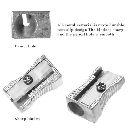 24 Pcs Pencil Sharpener Handheld Metal Mini Pencil Sharpeners Single Hole Rectangular Small Sharpeners Pencil Sharpening Bulk Manual Pencil Sharpener for Graphite Colored Pencils Wood-cased Pencils