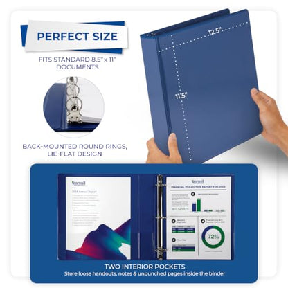Samsill Economy 1.5 Inch 3 Ring Binder Round Ring Binder, Non-Stick Customizable Cover, Dark Blue (18502) - color: Blue, size: 1-Pack, style: 1.5-Inch