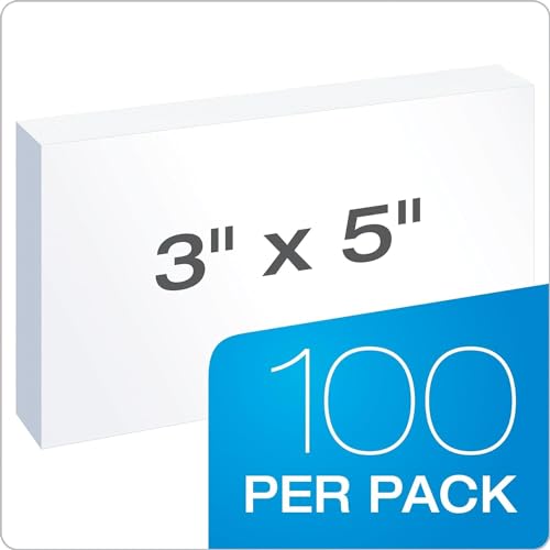 Index Blank Cards, 100 Pack, 3x5 Index Cards, Blank On Front, Blank On Back, White - 1 Pack Of 100 Cards - Blank - style: Blank - 3 x 5