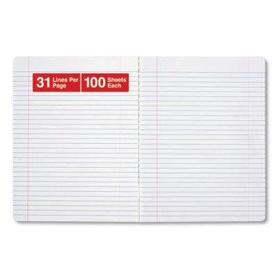 Universal Composition Book, College Rule, 9 3/4 x 7 1/2, White, 100 Sheets (UNV20940)