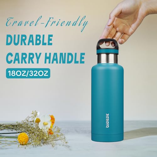 BJPKPK Insulated Water Bottle 32OZ Stainless Steel Water Bottle with Handle Double Walls Vacuum Insulated BPA Free Flask, Laguna - color: Laguna, size: 32 Ounces