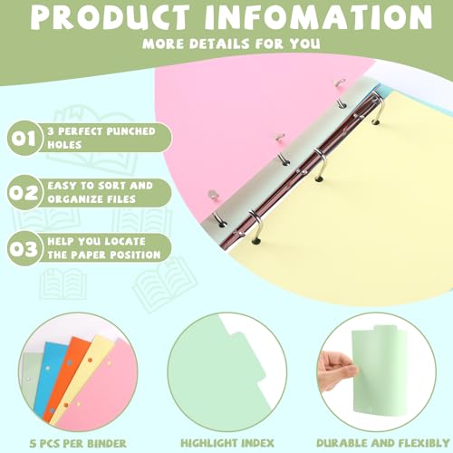 2 Pack Mini Size 3 Ring Binder 1 inch Rings 5 Colors Dividers Pu Leather Binders 5.5" X 8.5" Holds 200 Sheets Paper Three Ring Binder DRing with Pen Loop 1 Pockets School Office (Green&Blue) - color: Green&blue, size: 1"D Ring
