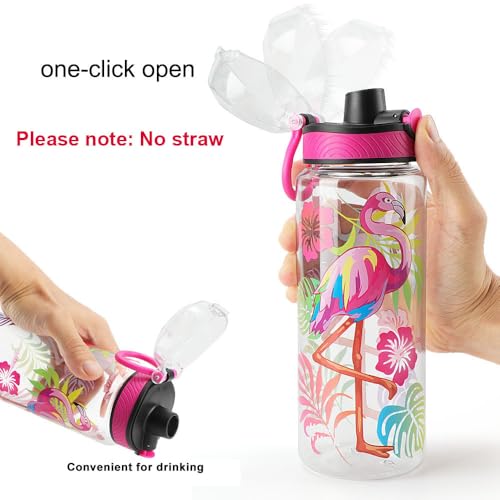 Cute Water Bottle for School Kids Girls, BPA FREE Tritan & Leak Proof & Easy Clean & Carry Handle, 23oz/ 680ml - Flamingo - color: Flamingo