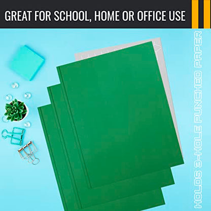 Better Office Products Green Paper 2 Pocket Folders with Prongs, 50 Pack, Matte Texture, Letter Size Paper Folders, 50 Pack, with 3 Metal Prong Fastener Clips, Green - color: Green