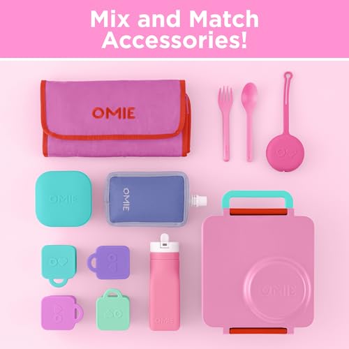 Omie OmieBox Kids Insulated Leakproof Bento Lunch Box with Food Jar (Pink Berry) - color: Pink Berry