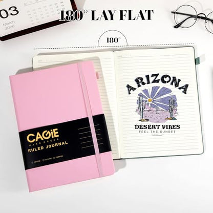 CAGIE Lined Journal Notebook, 320 Pages College Ruled Notebook, 100 Gsm Paper Thick Journal, B5 Hardcover Leather Journals for Writing Women, 7.6x10 In, Pink - color: Pink, style: Lined B5
