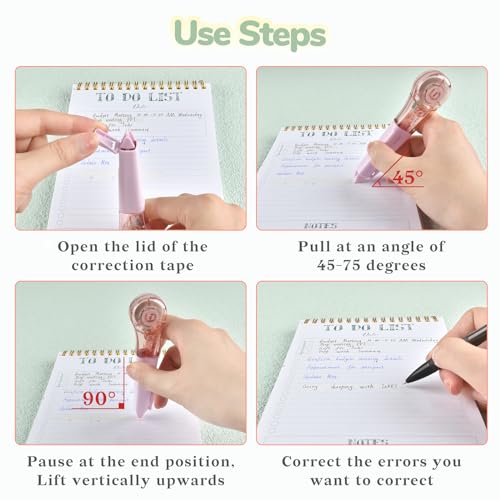 Temiary 8 Pcs Correction Tape Pens, Aesthetic for Instant Correction, Easy to Use, Pen Shaped Applicator for Office School Supplies, 1/5 Inch x 236 Inches