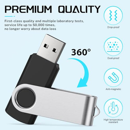 FEBNISCTE Memory Stick 1GB USB Flash Drive Bulk 10 Pack - Bulk 1 GB USB 2.0 | Stick Pendrive Multi-Coloured Thumb Drive - Swivel USB-Key Value Data Storage Jump Drive with 10pcs Ropes - size: 1GB