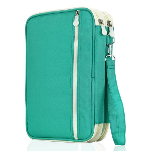 YOUSHARES 192 Slots Colored Pencil Case, Large Capacity Pencil Holder Pen Organizer Bag with Zipper for Prismacolor Watercolor Coloring Pencils, Gel Pens & Markers for Student & Artist (Green) - color: green