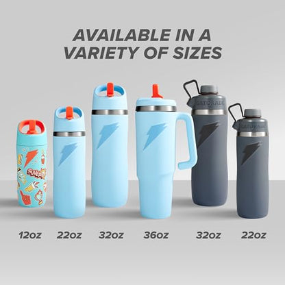 Gatorade 'Overtime' 22oz Stainless Steel Water Bottle, Straw Cap, Blue - color: Light Blue, size: 22 Ounces, style: Straw Cap