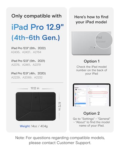 MOFT Dynamic Folio Case for iPad Pro 12.9" (6th 2022 | 5th 2021 | 4th 2020), Slim Magnetic Stand Case with 20+ Viewing Angles, Auto Wake/Sleep, Ultra Thin, Jet Black - color: Jet Black, size: iPad Pro 12.9"(6th 2022/5th 2021/4th 2020)