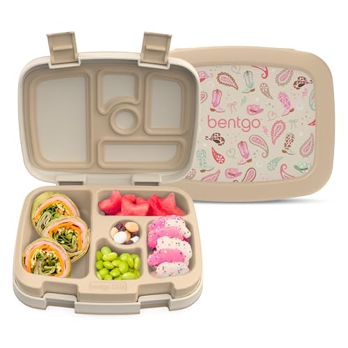 Bentgo Kids Prints Leak-Proof, 5-Compartment Bento-Style Kids Lunch Box - Ideal Portion Sizes for Ages 3-7, Durable, Drop-Proof, Dishwasher Safe, PFAS- & BPA-Free Materials (NEW Cowgirl Dreams) - color: Cowgirl Dreams