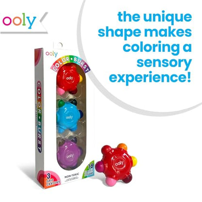 Ooly Color Burst Grip Crayon for Toddlers and Little Hands, Set of 3 Crayons with 18 Classic Colors, Non-Toxic Easy to Grip Shaped and Easy to Hold Crayons for Young Kids - style: Grip Crayon