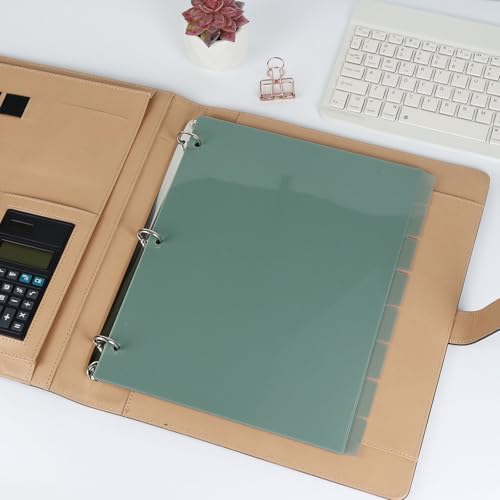 Buqoo 3 Ring Binder Dividers with 8 Reusable Tabs - Sturdy Green Plastic Index Dividers, Letter Size 8.4"x10.9" for School, Office, Planner & Journal - color: Green