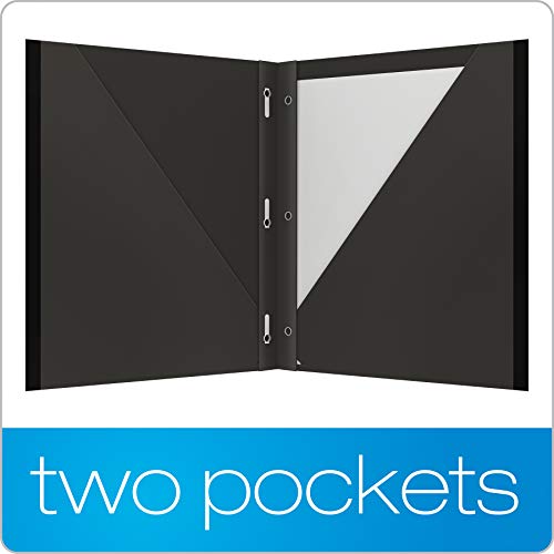 Oxford 2 Pocket Folders with Prongs, Sturdy Plastic Portfolios, Anti-Tear Edges, Letter Size, Purple, Red, Blue, Green, Black, 5 Pack (89117) - size: 5 Count (Pack of 1), style: With Prongs