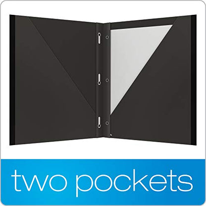 Oxford 2 Pocket Folders with Prongs, Sturdy Plastic Portfolios, Anti-Tear Edges, Letter Size, Purple, Red, Blue, Green, Black, 5 Pack (89117) - size: 5 Count (Pack of 1), style: With Prongs