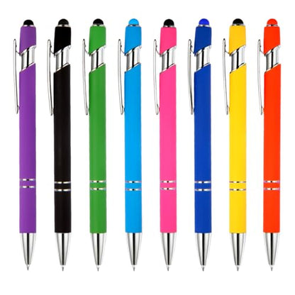 Ballpoint Pen 2-in-1 Stylus 8 Pack, Retractable Ballpoint Pen with Stylus tip Metal Stylus Pen for Touch Screens, 1.0 mm Black Ink (8 PACK) - color: 8 PACK