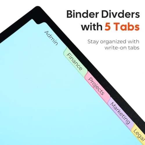 Dynta 15 Sets Binder Dividers 75 Dividers, 8.5 X 11 Paper Binder Dividers Blank with 5 Big Tabs for School, Office and Home, Colorful