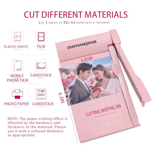 Mini Paper Trimmer, Guillotine Compact Paper Cutter, 1/4-Inch Grid for Precision Cutting, Straight Cuts Up to 3 Sheets, Perfect for Photos,Coupons,Card Making and Small Craft Projects (Pink) - color: Pink