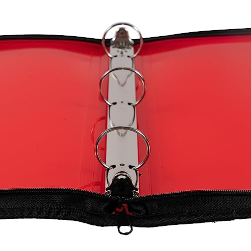 JAM PAPER Plastic Zipper 1.5 inch Binder - Red 3 Ring Binder - Sold Individually - color: Red