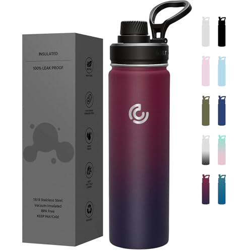 Sports Water Bottle 22oz, Insulated Water Bottle with Handle,Stainless Steel,Simple Modern,Suitable for Travel, School, Boy, Girl(Midnight) - color: Midnight, size: 22 Ounces
