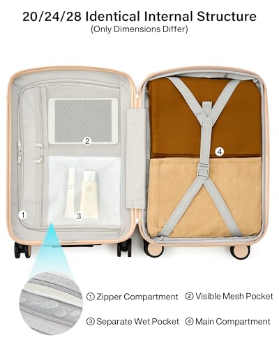 Hanke 20 Inch Expandable Carry On Luggage, 22x14x9 Airline Approved, TSA Lock Hard Shell Lightweight Suitcase for Men Women (Cuba Sand) - color: Cuba Sand, size: 20 Inch EXT