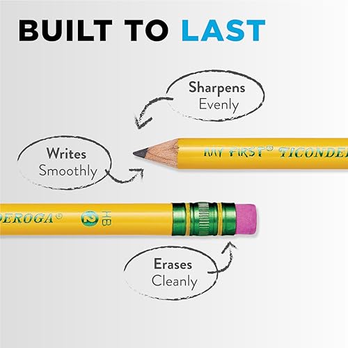 Ticonderoga My First Wood-Cased Pencils, Pre-Sharpened, 2 HB, With Sharpener, Yellow, 4 Count - style: 4 Count w/ Sharpener